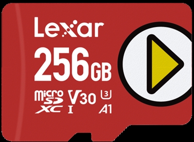 Lexar LMSPLAY256G-BNNNG Lexar PLAY microSDXC UHS-I Card. Capacidad: 256 GB, Clase de memoria flash: Clase 10, Tipo de memoria interna: UHS-I, Velocidad de lectura: 150 MB/s, Clase de velocidad UHS: Class 3 (U3), Clase de velocidad de vídeo: V30. Color del producto: Rojo