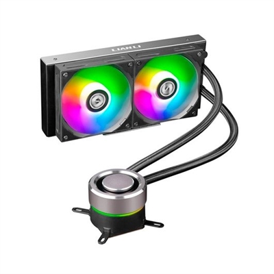 Lian G89.GA240B.01 Los 35 LED RGB direccionables integrados en el GALAHAD 240 garantizan efectos de iluminaciÃ³n mÃ¡s brillantes y complejos. El GALAHAD AIO es compatible con la mayorÃ­a de los softwares de placa base convencionales, lo que permite a los usuarios crear un sistema sincronizado con facilidad. A travÃ©s del controlador incluido, cambiar entre 17 efectos de iluminaciÃ³n es muy sencillo. La nueva serie GALAHAD presenta un diseÃ±o de bomba de triple cÃ¡mara de Ãºltima generaciÃ³n que combina la cÃ¡mara de la bomba, la cÃ¡mara de conexiÃ³n y la cÃ¡mara de la placa frÃ­a en una unidad para reducir significativamente la fricciÃ³n producida por el flujo rÃ¡pido del refrigerante. Este diseÃ±o tambiÃ©n sirve como un mecanismo de protecciÃ³n para evitar fugas en su sistema en caso de que se daÃ±e la bomba del bloque de la CPU. MÃ¡s fÃ¡ciles de doblar, de construcciÃ³n sÃ³lida y extremadamente duraderas, los tubos reforzados a prueba de fugas de 400 mm tienen una flexibilidad significativamente mejorada. Tanto estÃ©ticamente agradable como funcionalmente enfocado, el diseÃ±o de tuberÃ­a optimizado garantiza una experiencia de instalaciÃ³n sin problemas. El GALAHAD AIO es compatible con la mayorÃ­a de los zÃ³calos de CPU convencionales como LGA 115X de Intel, LGA 1366, LGA 775, 1200, 2011, 2066 y AM4 de AMD, lo que permite a los usuarios un proceso de verificaciÃ³n de compatibilidad sin complicaciones.
