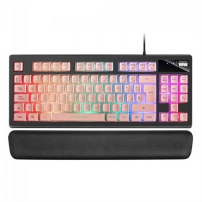 Mars-Gaming MKAXPES TECLADO GAMING MKAXCon una pulsación rápida y cómoda, un diseño RGB con múltiples efectos y botón Roller para controlar el volumen en partida, el MKAX es el teclado definitivo para aquellos jugadores que buscan la mejor estética gaming con un rendimiento preciso para cualquier tipo de desafío. Prestaciones high-end, formato TKL y reposamuñecas Premium... Las mejores características, en 3 colores diferentes.Estilo, color y diseñoTecnología H-MECH, iluminación RGB y reposamuñecas independiente: disfruta del mejor rendimiento a la hora de jugar, disponible en 3 colores distintos- luminación RGB Control con 9 efectos- Reposamuñecas con gel de memoria- Botón Roller para control de volumen- Formato compacto TKLTODO LO QUE NECESITASEl MKAX ofrece todo lo que buscas en un teclado gaming profesional, en un formato compacto y con un diseño espectacular. Hay 3 versiones disponibles con diferentes acabados en negro, blanco y rosa, equipados con una potente iluminación RGB Control de hasta 9 efectos y una pulsación híbrida totalmente precisa.ILUMINACIÓN RGB CONTROLDISPONIBLE EN 3 VERSIONESElige ya tu nuevo MKAX con diseño negro, rosa o blanco.HASTA 9 EFECTOS RGBEl sistema de iluminación RGB Control del MKAX te permite elegir entre 9 efectos distintos para combinar y potenciar el aspecto de tu setup de forma fácil y rápida. Desde Rainbow hasta Breathing, 7 tonos sólidos, o incluso tu propio perfil personalizado. También cuenta con un modo reactivo al sonido ambiental, para que experimentes con la iluminación y tu voz durante la partida.DISEÑO COMPACTO TKLEl MKAX cuenta con un formato reducido y compacto: al prescindir del panel numérico, gana espacio en la parte del ratón y te permite una mayor movilidad durante la partida, facilitando todo tipo de movimientos rápidos y amplios para maximizar tu rendimiento. Además, su estructura está fabricada con ABS resistente para proporcionar una mayor durabilidad al teclado.TECNOLOGÍA H-MECHEl tipo de pulsación del MKAX saca lo mejor de cada jugador gracias a su tecnología H-MECH, que combina la suavidad de los sistemas de membrana con la precisión y velocidad de los teclados mecánicos, consiguiendo lo mejor de cada formato en un periférico cómodo y compacto.CONTROL DE VOLUMEN AVANZADOEl MKAX está equipado con un botón Roller ubicado en la parte superior derecha del teclado, que te permite controlar el volumen de tu PC rápidamente sin necesidad de salir de la aplicación y sin pulsar ninguna tecla. Desliza la rueda para subir y bajar el volumen de forma sencilla y mantente concentrado en la partida en todo momento.REPOSAMUÑECAS CON MEMORY GELLa comodidad es un factor indispensable a la hora de conseguir una experiencia óptima mientras juegas. Por ello, el MKAX incluye un reposamuñecas avanzado de gel de memoria que amortigua la presión en las manos al teclear. Equipado con una base de goma que lo mantiene fijo en su posición, su diseño independiente te permite colocarlo donde prefieras para adaptar tu experiencia.COMPATIBILIDAD Y PRESTACIONESEl MKAX es el teclado perfecto para utilizar en cualquier sistema. Totalmente compatible con Windows, Linux, Mac, PS4 y Xbox One, proporciona el mejor rendimiento combinado con prestaciones de alto nivel: cable trenzado resistente, USB chapado en oro, estructura sólida de ABS y reposamuñecas con Memory Gel para una comodidad absoluta.