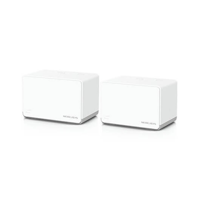 Mercusys HALO H70X(2-PACK) Mercusys HALO H70X (2-PACK). Color de la carcasa: Blanco, Tipo de antena: Interno, Tipo de producto: Sistema de malla. Banda Wi-Fi: Doble banda (2,4 GHz / 5 GHz), Estándar Wi-Fi: Wi-Fi 6 (802.11ax), Wi-Fi estándares: 802.11a, 802.11b, 802.11g, Wi-Fi 4 (802.11n), Wi-Fi 5 (802.11ac), Wi-Fi 6 (802.11ax). Seguridad con cortafuegos: SPI Firewall. Ancho: 128 mm, Profundidad: 81 mm, Altura: 83,7 mm. Número de productos incluidos: 2 pieza(s), Número de adaptadores incluidos: 2 pieza(s)