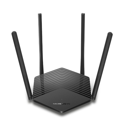 Mercusys MR60X Mercusys MR60X. Banda Wi-Fi: Doble banda (2,4 GHz / 5 GHz), Estándar Wi-Fi: Wi-Fi 6 (802.11ax), Tasa de transferencia de datos WLAN (máx.): 1501 Mbit/s. Tipo de interfaz Ethernet LAN: Gigabit Ethernet, Ethernet LAN, velocidad de transferencia de datos: 10,100,1000 Mbit/s, Tecnología de cableado: 10/100/1000Base-T(X). Algoritmos de seguridad soportados: WPA, WPA2, WPA3, Seguridad con cortafuegos: SPI Firewall, IP and MAC Address Binding. Tipo de producto: Router de sobremesa, Color del producto: Negro, Indicadores LED: Poder, WLAN. Cables incluidos: LAN (RJ-45)