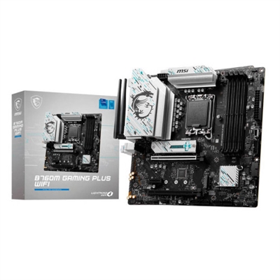 Msi 911-7D99-017 Placa base B760M GAMING PLUS WIFI de MSI redefine la experiencia de juego con conectividad avanzada, soporte para refrigeración por agua, almacenamiento ultrarrápido DDR5, USB Front Type-C, y una estructura de audio analógica aislada para una calidad de sonido excepcional. Además, presenta tecnologías como Lightning Gen4 para velocidades de transferencia máximas, un diseño de disipador extendido para un rendimiento óptimo, M.2 Shield FROZR para protección térmica, PCI-E Steel Armor para la seguridad de las tarjetas VGA, y soluciones innovadoras como Frozr AI Cooling y Wi-Fi 6E para una experiencia completa.