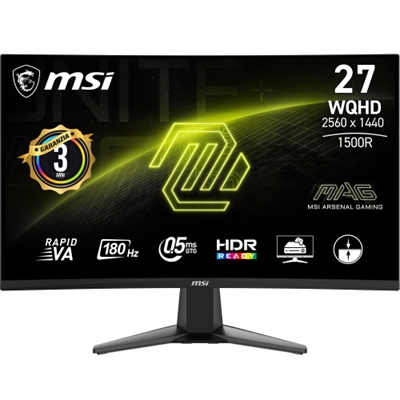 Msi 9S6-3CD91M-002 MSI MAG 27CQ6F. Diagonal de la pantalla: 68,6 cm (27), Resolución de la pantalla: 2560 x 1440 Pixeles, Tipo HD: Quad HD, Tecnología de visualización: LCD, Tiempo de respuesta: 0,5 ms, Relación de aspecto nativa: 16:9, Ángulo de visión, horizontal: 178°, Ángulo de visión, vertical: 178°. montaje VESA. Color del producto: Negro