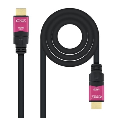 Nanocable 10.15.3715 Nanocable 0.5.375. Longitud De Cable: 5 M, Conector : Hdmi Tipo A (Estándar), Género Del Conector : Macho, Conector 2: Hdmi Tipo A (Estándar), Género Del Conector 2: Macho, Contactos Del Conector Chapado: Oro, Versión Hdmi: 2.0, 3D, Canal De Retorno De Audio (Arc), Color Del Producto: Negro, RosaEspecificaciones TécnicasCaracterísticas Longitud De Cable: 5 MConector : Hdmi Tipo A (Estándar)Conector 2: Hdmi Tipo A (Estándar)Género Del Conector : MachoGénero Del Conector 2: MachoFactor De Forma De Conector : DerechoFactor De Forma De Conector 2: DerechoColor Del Producto: Negro, RosaContactos Del Conector Chapado: OroCantidad Por Paquete: Pieza(S)Versión Hdmi: 2.0Dispone De 3D Formatos Gráficos Soportados: 4096 X 260Formato De Vídeo Soportado: 260PDispone De Canal De Retorno De Audio (Arc) Ancho De Banda: 8000 Mb/SDispone De Alto Rango Dinámico (Hdr) Compatible Con Canales De Audio Digital (Sin Comprimir): 32Dispone De Unidireccional Máxima Velocidad De Actualización: 60 HzDispone De Magnéticamente Protegida Dispone De Acorde Rohs