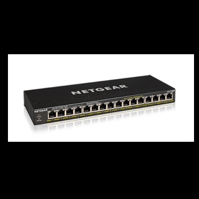 Netgear GS316PP-100EUS Prosafe Switch 16 Puertos Gigabit High Poe+ (Poe Budget 183W).    Incluye Kit De Rack Y De Pared. - Puertos Lan: 16 N; Tipo Y Velocidad Puertos Lan: Rj-45 10/100/1000 Mbps; Power Over Ethernet (Poe): Sí; Gestión: Unmanaged; No. Puertos Uplink: 0; Soporte Routing: No; No. Puertos Poe: 16