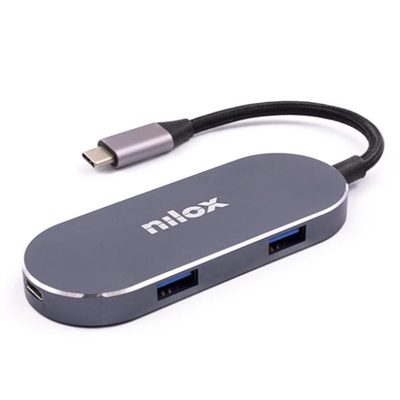 Nilox NXDSUSBC01 Dock Usb-C Hdmi 3Xusb30 Usb-C - Tipología Específica: Docking Station; Funcionalidad: Expandir Los Puertos; Color Primario: Plata; Material: Aluminio