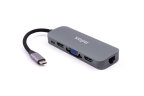 Nilox NXDSUSBC03 Dock Type C 3Usb3.0 2Hdmi Vga Rj45 - Tipología Específica: Docking Station Universal; Funcionalidad: Expandir Los Puertos De Un Portatil; Color Primario: Gris; Material: Aluminio