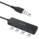 Nilox NXHUB402 - Hub 4 Puertos Usb 3.0 - Número Puertos Usb: 4; Standard Usb: Usb 3.2 Gen 1 Superspeed (5 G