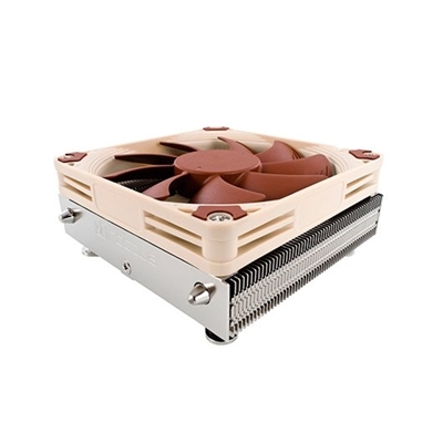 Noctua NH-L9I Noctua NH-L9i. Tipo: Enfriador, Diámetro de ventilador: 9,2 cm, Velocidad de rotación (mín.): 300 RPM, Velocidad de rotación (máx.): 2500 RPM, Nivel de ruido (alta velocidad): 23,6 dB, flujo de aire: 57,5 m³/h, Presión máxima de aire: 2,11 mmH2O. Voltaje: 12 V. Ancho: 95 mm, Profundidad: 95 mm, Altura: 23 mm. Color del producto: Beige, Marrón, Plata