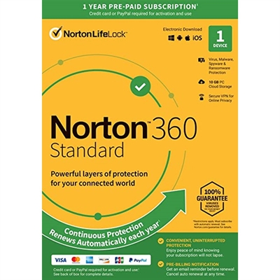 Norton 21424908 Nor360 Std 10Gb Es 1U 1D 1A Mgs Esd - 