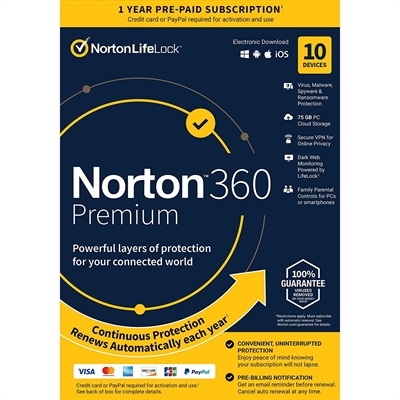 Norton 21424965 Nor360 Pre 75Gb Es 1U 10D Mgs Esd - 