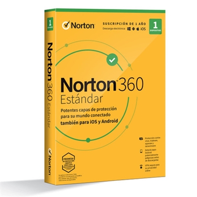 Norton 21433177 Nortón 360 StandardVarias Capas De Protección Para Su Dispositivo Y Privacidad Online. Y Todo EnUna Única Solución.Dile Sí A La Ciberseguridad. Llévate Nortón 360Protección Contra Amenazas En Tiempo RealLa Seguridad...