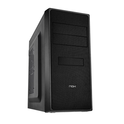 Nox NXCBAYRX Coolbay RXNox amplía su serie Coolbay con la nueva RX, un chasis con múltiples opciones de ventilación y compatibilidad.La Coolbay RX ha sido fabricada en acero SGCC y diseñada en negro tanto en su interior como en su exterior. Su panel frontal con metal mesh facilitará la entrada de aire al interior del equipo, además de aportarle elegancia y sobriedad.Amplias posibilidadesCompatible con placas ATX y micro ATX, Coolbay RX permite albergar un equipo de grandes prestaciones: en su interior podremos instalar hasta cuatro discos duros (dos de 3.5'' y otras dos 2,5''), gráficas de hasta 370 mm de longitud y coolers de una altura máxima de 148 mm.Óptimo caudal de aireCoolbay RX cuenta con un ventilador frontal de 120 mm y la posibilidad de instalar dos más (uno en el lateral y otro en la parte trasera). Todo esto junto con el panel frontal y la rejilla lateral, permitirá un flujo de aire óptimo en el interior del equipo.DISEÑOTipo: PCMaterial: Malla, SGCCColor del producto: NegroFormas de factor de tarjeta madre soportadas: ATX, micro ATXNúmero de puertos 3.5'': 2Número de puertos 5.25'': 1Ventana lateral: NoNúmero de bahías 2.5'': 2Número de bahías internas de 3,5 '': 2Número de receptáculos 5.25'' externos: 1Número de ranuras de expansión: 7Botón de restaurar: SiBotón de encendido/apagado: SiIndicadores LED: SiAltura máxima de la CPU más fresco: 14,8 cmMáxima longitud de la tarjeta de gráficos: 37 cmFUENTE DE ALIMENTACIÓNFuente de alimentación incluida: NoUbicación de fuente de alimentación: SuperiorPUERTOS E INTERFACESCantidad de puertos USB 2.0: 2Cantidad de puertos tipo A USB 3.2 Gen 1 (3.1 Gen 1): 1Entrada de audio: NoSalida de audio: SiENFRIAMIENTOVentiladores frontales instalados: 1x 120 mmNúmero de ventiladores frontales soportados (max.): 1Diámetro de ventiladores frontales soportados: 120 mmNúmero de ventiladores laterales soportados (max.): 1Diámetro de ventiladores secundarios soportados: 120 mmNúmero de ventiladores posteriores soportados: 1Diámetro de ventiladores traseros soportados: 80 mmMEDIOS DE ALMACENAJETamaños de disco duro soportados: 2.5,3.5''PESO Y DIMENSIONESAncho: 195 mmProfundidad: 420 mmAltura: 410 mmPeso: 3 kgGrosor de material: 0,5 mm