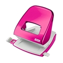 Petrus 623587 - Taladro De Oficina Metalico De Color Rosa. Zona De Sujecion Patentada. Tiene 2 Punzones Co