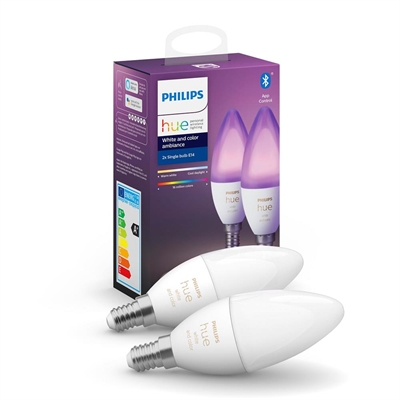 Philips 8718699726331 Philips Hue White and Color Ambiance - Bombilla LED - forma: B39 - E14 - 5.3 W (equivalente 40 W) - clase A+ - 16 millones de colores - 2200-6500 K (paquete de 2)