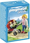 Playmobil 5573 - Cochecito Gemelar. Incluye 2 Bebés - Mamá - Bolso Y 2 Sonajeros.