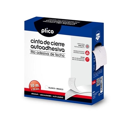 Plico 13330 Cinta De Cierre Adhesiva Plico Velcro Blanco 20Mm X 10M - Tipología: Velcro Adhesivo; Color: Blanco; Formato: Rollo; Cant Por Paquete: 1 Nr; Altura: 20 Mm; Largura: 25 Mt