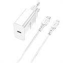 Qcharx-International QCHCHR1 - Kit Cargador 20W De Carga Rápida Con Cable Tipo C A Lightning Con Carcasa Ignifuga - Chip 