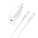 Qcharx-International QCHCHR2 - Kit Cargador 20W De Carga Rápida Con Cable Tipo C A Tipo C Con Carcasa Ignifuga - Chip De 