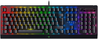 Razer RZ03-03541000-R311 Razer lackWidow V3. Formato del teclado: Estándar. Estilo de teclado: Derecho. Interfaz del dispositivo: USB, Interruptor del teclado: Interruptor mecánico. Tipo de retroiluminación: LED RGB, Descansa muñecas. Uso recomendado: Juego. Color del producto: Negro