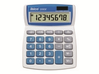 Rexel IB410062 Rexel Ibico 208X - Calculadora de sobremesa - 8 dígitos - panel solar, batería - blanco, azul