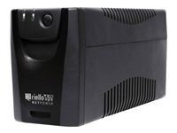 Riello NPW 600 La gama Net Power está disponible en modelos de 600-800VA con tecnología Line Interactive (VI) digital: la carga es alimentada directamente desde la red a través de un dispositivo de regulación automática (AVR), siendo además filtrada, mediante filtros EMI, contra picos y transitorios de que puedan aparecer en la red.En ausencia de red, la carga será alimentada desde un inversor con forma de onda pseudo sinusoidal que proporciona el tiempo y suficientes para el cierre de los sistemas informáticos usando el software PowerShield.