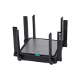 Ruijie-Networks RG-EW3200GX PRO Ruijie Networks RG-EW3200GX PRO. Banda Wi-Fi: Doble banda (2,4 GHz / 5 GHz), Estándar Wi-Fi: Wi-Fi 6 (802.11ax), Tasa de transferencia de datos WLAN (máx.): 2402 Mbit/s. Tipo de interfaz Ethernet LAN: Gigabit Ethernet, Ethernet LAN, velocidad de transferencia de datos: 10,100,1000 Mbit/s, Tecnología de cableado: 10/100/1000Base-T(X). Tipo de producto: Router de sobremesa, Color del producto: Negro. Diseño de la antena: Externo. Alimentación: CC, Voltaje de entrada AC: 100 - 240 V, Frecuencia de entrada AC: 50 - 60 Hz