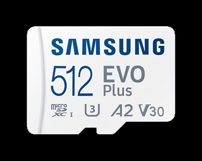 Samsung MB-MC512KA/EU MEM MICRO SDXC 512GB SAMSUNG EVO PLUS WHITE SDXC UHS-I U3 V30 A2 R: 130MB s CL10 ADAPT. SD