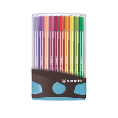 Stabilo 04/04/6820 Rotulador Con Punta De Fibra Y Tinta Al Agua. Ancho De Trazo De 1 Mm. Pigmentos Con Gran Brillo Y Luminosidad. Acuarelable. Cuerpo Hexagonal Del Color De La Tinta. Estuche Rigido De 20 Rotuladores De Colores Surtidos.