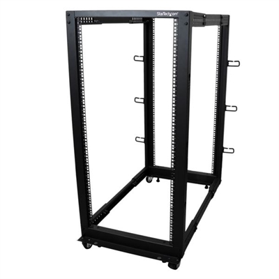 Startech 4POSTRACK25U Rack Abierto De 4 Columnas 25U - Standard: 19; Tipología: De Suelo; Unidades De Rack: 1 U; Anchura: 604 Mm; Profundidad: 1017 Mm; Color: Negro; Tipología Porta: No Presente; Tipología Puerta Posterior: No Presente; Nº Perfiles Verticales: 0; Altura: 1213 Mm