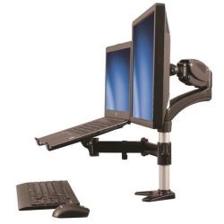 Startech ARMUNONB StarTech.com Laptop Monitor Stand - Computer Monitor Stand - Full Motion Articulating - VESA Mount Monitor Desk Mount - Kit de montaje (abrazadera polar, almohadilla de goma, estante para portátil, brazo elástico, brazo giratorio, 4 espaciadores, sujeción