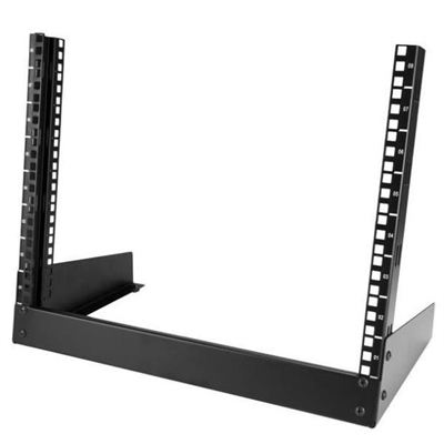 Startech RK8OD Rack De Sobremesa De 8U De 2 Columnas Armario Marco Abierto - Standard: 19; Tipología: De Suelo; Unidades De Rack: 8 U; Anchura: 50,4 Mm; Profundidad: 2,92 Mm; Color: Negro; Tipología Porta: No Presente; Tipología Puerta Posterior: No Presente; Nº Perfiles Verticales: 0; Altura: 4,1 Mm