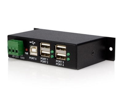 Startech ST4200USBM StarTech.com Rackmount USB 2.0 Hub - 4 Port Rugged Industrial USB 2.0 Hub - Hub - 4 x USB 2.0 - montaje en riel DIN - alimentación cc - para P/N: ITB20D3250, MSDREADU2OTG, USB2HAB15, USB2HAB30AC, USB2HAB50AC, USB2HABM1, USB2HABM6RA