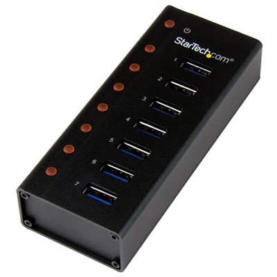 Startech ST7300U3M StarTech.com Concentrador USB 3.0 de 7 Puertos con Caja de Metal - Hub de Sobremesa o Montaje en Pared - Hub - 7 x SuperSpeed USB 3.0 - sobremesa, montaje en pared - para P/N: BNDTBUSB3142, PEXUS313AC2V, PEXUSB311A1E, PEXUSB312A2, PEXUSB314A2V, PEXUSB314A