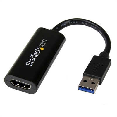 Startech USB32HDES StarTech.com Adaptador Gráfico Conversor USB 3.0 a HDMI - Cable Convertidor Compacto de Vídeo - Cable adaptador - Conforme a la TAA - USB Tipo A macho a HDMI hembra - 19 cm - negro - compatibilidad con 1080p - para P/N: HDDVIMM3, HDMM12, HDMM15, HDMM1MP,