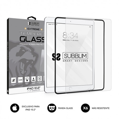 Subblim SUB-TG-1APP010 Vidrio templado Panda Glass de alta calidad formado por aluminosilicato alcalino x6 veces mas resistente que el vidrio convencional. Alta transparencia, sensibilidad, un toque delicado y dureza extrema que protege la pantalla de la Tablet de rasguños y golpes.SHATTER PROOFEvita de forma efectiva que la pantalla de la tableta se rompa si recibe un impacto accidentalmente, haciendo mas seguro el uso de su dispositivo.RECUBRIMIENTO AFEvita la suciedad de la grasa y la huella dactilar. Es fácil de limpiar, le brinda una superficie lista y un toque delicado.PANDA GLASSVidrio formado por aluminosilicato alcalino x6 veces mas resistente que el vidrio convencional