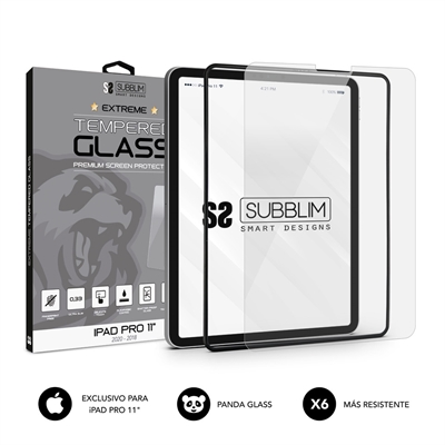 Subblim SUB-TG-1APP011 Vidrio templado Panda Glass de alta calidad formado por aluminosilicato alcalino x6 veces mas resistente que el vidrio convencional. Alta transparencia, sensibilidad, un toque delicado y dureza extrema que protege la pantalla de la Tablet de rasguños y golpes.SHATTER PROOFEvita de forma efectiva que la pantalla de la tableta se rompa si recibe un impacto accidentalmente, haciendo mas seguro el uso de su dispositivo.RECUBRIMIENTO AFEvita la suciedad de la grasa y la huella dactilar. Es fácil de limpiar, le brinda una superficie lista y un toque delicado.PANDA GLASSVidrio formado por aluminosilicato alcalino x6 veces mas resistente que el vidrio convencional