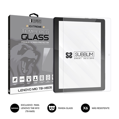 Subblim SUB-TG-1LEN001 Vidrio templado Panda Glass de alta calidad formado por aluminosilicato alcalino x6 veces mas resistente que el vidrio convencional. Alta transparencia, sensibilidad, un toque delicado y dureza extrema que protege la pantalla de la Tablet de rasguños y golpes.SHATTER PROOFEvita de forma efectiva que la pantalla de la tableta se rompa si recibe un impacto accidentalmente, haciendo mas seguro el uso de su dispositivo.RECUBRIMIENTO AFEvita la suciedad de la grasa y la huella dactilar. Es fácil de limpiar, le brinda una superficie lista y un toque delicado.PANDA GLASSVidrio formado por aluminosilicato alcalino x6 veces mas resistente que el vidrio convencional