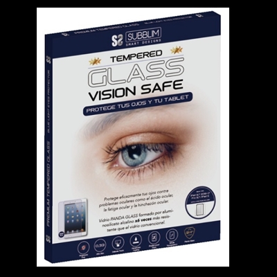 Subblim SUB-TG-2ABL100 Vidrio templado VISION SAFE para proteger tu ojos y tu dispositivo con Panda Glass de alta calidad, formado por aluminosilicato alcalino x6 veces mas resistentes que el vidrio convencional. Alta transparencia, sensibilidad, un toque delicado y dureza extrema que protege la pantalla de la Tablet de rasguños y golpesVISION SAFEProtege eficazmente tus ojos contra problemas oculares como el ácido ocular, la fatiga y la hinchazón ocular con el filtro de luz azul.RECUBRIMIENTO AFEvita la suciedad de la grasa y la huella dactilar. Es fácil de limpiar, le brinda una superficie lista y un toque delicado.PANDA GLASSVidrio formado por aluminosilicato alcalino x6 veces mas resistentes que el vidrio convencional