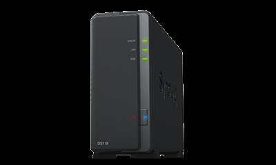 Synology DS118 Diskstation Ds118 - Número Total Bahías Expansión: 1; Velocidad Lan: 10/100/1000 Mb; Formato Chasis: Desktop; Capacidad Discos Duros Incluidos: 0 Gb; Discos Duros Incluidos: 0; Unidad De Memoria: Hdd/Ssd; Número De Puertos Usb: 2