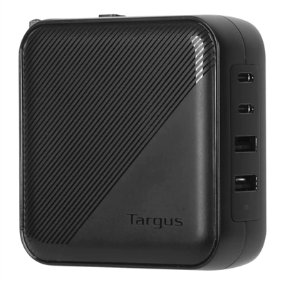 Targus APA109GL Targus - Adaptador de corriente - GaN - 100 vatios - PD - 4 conectores de salida (2 USB-C, 2 x USB Tipo A de 9 patillas) - negro