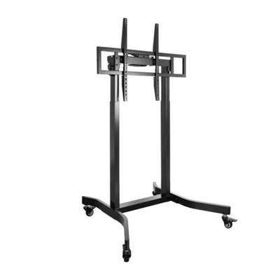 Tooq FSM02-B Lux SOPORTE SUELO CON RUEDAS MOTORIZADO PARA PANTALLAS 55”-100” FSM02-BLux, nuestro soporte móvil con ruedas y motorizado. Podrás regular la altura de tu pantalla sin moverte del sitio gracias a su mando a distancia. Con bloquedo de ruedas incorporado, aguanta hasta pantallas de 120kg. ¡Un titán en moviento!