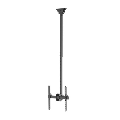 Tooq LPCE1155TSLI-B - Soporte de techo giratorio, inclinable y extensible para TV/Monitor de 32 a 55- VESA máxima: 400x400- Carga máxima: 50 kg- Distancia entre techo y pantalla: ajustable entre 1060 y 1560 mm- Inclinación: entre -25º y +0º- Angulo de giro: 360º- Angulo de nivelación: -3º y +3º- Pantallas soportadas: 10” a 32”Características y EstándaresIndicado para pantallas de 32 a 55Con una carga máxima de 50kg. usted podrá rotar su pantalla un ángulo de 360º, que le permitirá un ajuste óptimo de la visualizaciónAltura al techo ajustable entre 1060 mm y 1560 mm.Fácil y Rápido.Incluye manual de instrucciones y kit de montaje para que en unos minutos pueda disfrutar de su TV o monitor en el lugar elegido.Su Elección.Con 10 años de garantía y fabricado en metal de alta resistencia está disponible en negro metalizado. Siempre con la calidad de los productos Tooq y al mejor precio.