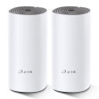 Tp-Link DECO E4 2-PACK TP-Link Deco E4 (2-pack). Color del producto: Blanco, Gris, Tipo de antena: Interno, Tipo de producto: Sistema de malla. Banda Wi-Fi: Doble banda (2,4 GHz / 5 GHz), Estándar Wi-Fi: Wi-Fi 5 (802.11ac), Tasa de transferencia de datos WLAN (máx.): 1167 Mbit/s. Seguridad con cortafuegos: SPI Firewall. Voltaje de entrada de adaptador AC: 100 - 240 V, Frecuencia de adaptador AC: 50 - 60 Hz, Corriente de entrada del adaptador de CA: 0,3 A. Ancho: 90,7 mm, Profundidad: 90,7 mm, Altura: 190 mm