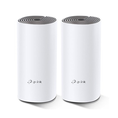 Tp-Link DECO E4(2-PACK) TP-LINK Deco E4 2-pack. Tipo de conexión WAN: RJ-45. Banda Wi-Fi: Doble banda (2,4 GHz / 5 GHz), Estándar Wi-Fi: Wi-Fi 5 (802.11ac), Tasa de transferencia de datos WLAN (máx.): 867 Mbit/s. Tipo de interfaz Ethernet LAN: Ethernet rápido, Estándares de red: IEEE 802.11a,IEEE 802.11ac,IEEE 802.11b,IEEE 802.11g,IEEE 802.11n, Ethernet LAN, velocidad de transferencia de datos: 10,100 Mbit/s. Algoritmos de seguridad soportados: WPA-PSK,WPA2-PSK. Tipo de producto: Router de sobremesa, Color del producto: Blanco, Indicadores LED: LAN,WLAN