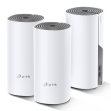 Tp-Link Deco E4 3-pack TP-Link Deco E4 (3-pack). Color del producto: Blanco, Gris, Tipo de antena: Interno, Tipo de producto: Sistema de malla. Banda Wi-Fi: Doble banda (2,4 GHz / 5 GHz), Estándar Wi-Fi: Wi-Fi 5 (802.11ac), Tasa de transferencia de datos WLAN (máx.): 1167 Mbit/s. Seguridad con cortafuegos: SPI Firewall. Voltaje de entrada de adaptador AC: 100 - 240 V, Frecuencia de adaptador AC: 50 - 60 Hz, Corriente de entrada del adaptador de CA: 0,3 A. Ancho: 90,7 mm, Profundidad: 90,7 mm, Altura: 190 mm