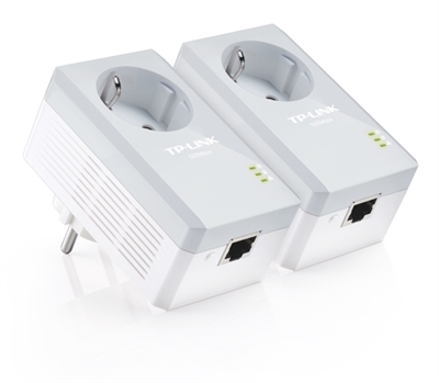 Tp-Link TL-PA4010P KIT TP-LINK TL-PA4010PKIT. Rango máximo de transferencia de datos: 600 Mbit/s, Estándares de red: IEEE 802.3,IEEE 802.3u, Tipo de interfaz Ethernet LAN: Ethernet rápido. Consumo energético: 4,6 W, Consumo de energía (inactivo): 0,72 W. Color del producto: Blanco, Certificación: FCC, CE. Ancho: 95 mm, Profundidad: 58 mm, Altura: 42 mm. Cantidad por paquete: 2 pieza(s), Cables incluidos: LAN (RJ-45)