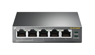 Tp---Link TL-SF1005P Switch De Escritorio De 5 Puertos A 10 - 100 Mbps Con Poe De 4 Puertos  5 Puertos Rj45 A 10 - 100Mbps  Con Cuatro Puertos Poe - Transfiere Datos Y Energía En Un Solo Cable  Trabajar Con Pd Compatibles Con Ieee 802.3Af Amplía...