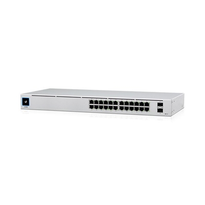 Ubiquiti USW-24-POE Ubiquiti Unifi Switch Usw-24-Poe Ieee 802.3Af / At Poe Sfp Puertos  Para Conectividad De Fibra Gigabit Sin Ventilador, Refrigeración - Puertos Lan: 24 N; Tipo Y Velocidad Puertos Lan: Rj-45 10/100/1000 Mbps; Power Over Ethernet (Poe): Sí; Gestión: Smartmanaged; No. Puertos Uplink: 2; Soporte Routing: No; No. Puertos Poe: 16