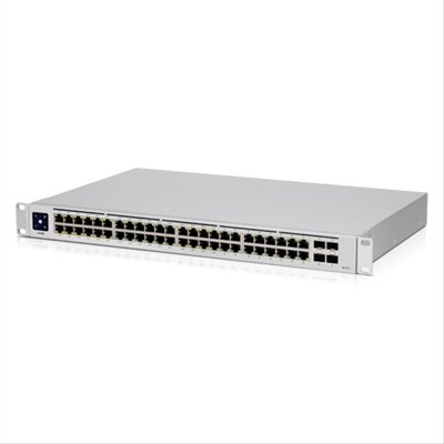 Ubiquiti USW-48-POE Switch Poe Administrado De 48 Puertos Con (48) Puertos Gigabit     Ethernet, Incluidos (32) Puertos Poe + 802.3At Y (4) Puertos - Puertos Lan: 48 N; Tipo Y Velocidad Puertos Lan: Rj-45 10/100/1000 Mbps; Power Over Ethernet (Poe): Sí; Gestión: Smartmanaged; No. Puertos Uplink: 4; Soporte Routing: No; No. Puertos Poe: 32